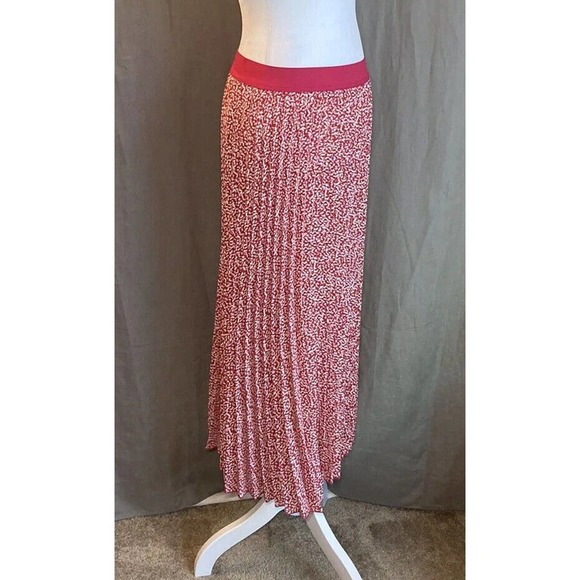 Vince Camuto Women's Red, Pink, & Ivory Pleated Elastic Waist Midi Skirt New - Picture 13 of 16